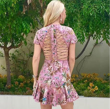 Load image into Gallery viewer, Pink Flower printed  2017 runway Female Sexual
